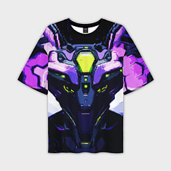 Мужская футболка оверсайз Cyberpunk purple armor