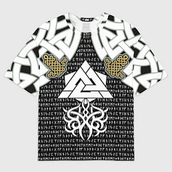 Футболка оверсайз мужская Узор рун и символов, цвет: 3D-принт