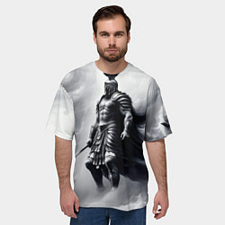 Футболка оверсайз мужская Спартанский воин среди львов, цвет: 3D-принт — фото 2
