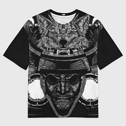 Мужская футболка оверсайз Голова самурая в маске Они