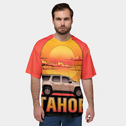 Футболка оверсайз мужская Tahoe на закате джип, цвет: 3D-принт — фото 2