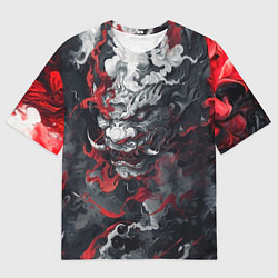 Мужская футболка оверсайз Японский дракон в дыму