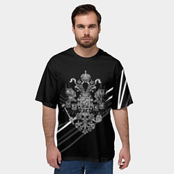 Футболка оверсайз мужская Имперский герб чёрный с полосами, цвет: 3D-принт — фото 2