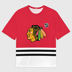 Футболка оверсайз мужская Чикаго Блэкхокс хоккей, цвет: 3D-принт