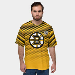 Футболка оверсайз мужская Бостон Брюинз - паттерн треугольников, цвет: 3D-принт — фото 2