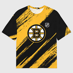 Футболка оверсайз мужская Бостон Брюинз - брызги краски, цвет: 3D-принт
