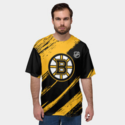 Футболка оверсайз мужская Бостон Брюинз - брызги краски, цвет: 3D-принт — фото 2