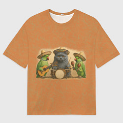 Мужская футболка оверсайз Надежды маленький оркестрик в оранжевом