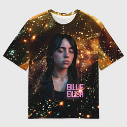 Футболка оверсайз мужская Билли Айлиш с блестками на фоне, цвет: 3D-принт