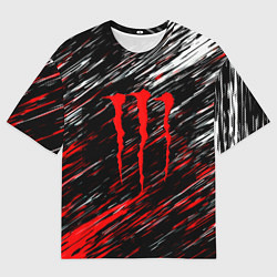 Футболка оверсайз мужская Monster energy полосы красок, цвет: 3D-принт