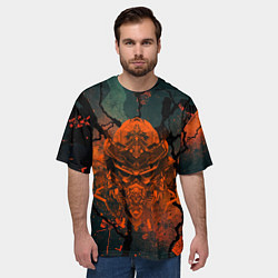 Футболка оверсайз мужская Шлем кибернетического самурая, цвет: 3D-принт — фото 2