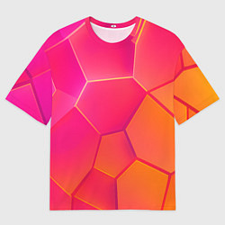 Футболка оверсайз мужская Розово-оранжевые плиты, цвет: 3D-принт