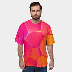 Футболка оверсайз мужская Розово-оранжевые плиты, цвет: 3D-принт — фото 2