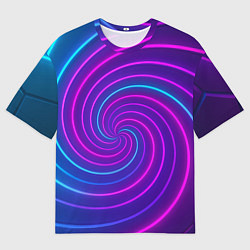 Футболка оверсайз мужская Сине-фиолетовая спираль, цвет: 3D-принт