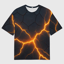 Мужская футболка оверсайз Молнии и черные плиты