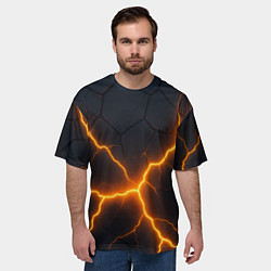 Футболка оверсайз мужская Молнии и черные плиты, цвет: 3D-принт — фото 2