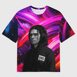 Мужская футболка оверсайз Bones в наушниках