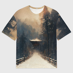 Мужская футболка оверсайз Дорога к Японскому храму