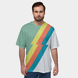 Футболка оверсайз мужская Рок молния Боуи весенняя палитра, цвет: 3D-принт — фото 2