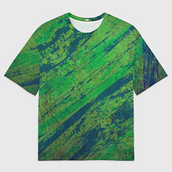 Мужская футболка оверсайз Абстракция - green paint strokes