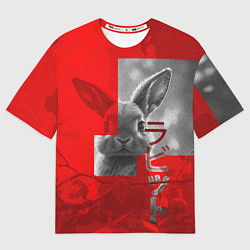 Мужская футболка оверсайз Бурый резвый кролик