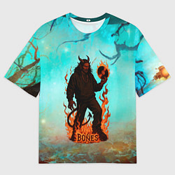 Мужская футболка оверсайз Bones в стиле демона