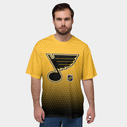 Футболка оверсайз мужская Сент Луис Блюз - желтый градиент, цвет: 3D-принт — фото 2