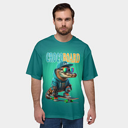 Футболка оверсайз мужская Croco cub is a cool skateboarder, цвет: 3D-принт — фото 2