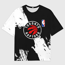 Футболка оверсайз мужская Торонто Рэпторс - черно белые брызги, цвет: 3D-принт