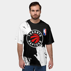 Футболка оверсайз мужская Торонто Рэпторс - черно белые брызги, цвет: 3D-принт — фото 2