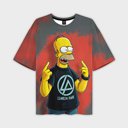 Футболка оверсайз мужская Гомер в футболке Linkin Park, цвет: 3D-принт