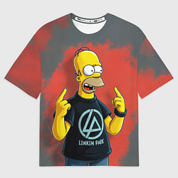 Мужская футболка оверсайз Гомер в футболке Linkin Park