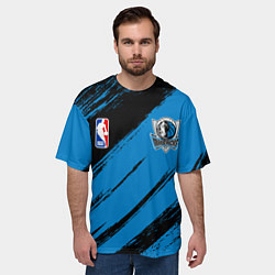 Футболка оверсайз мужская Даллас Маверикс - черно синий, цвет: 3D-принт — фото 2