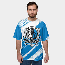 Футболка оверсайз мужская Даллас Маверикс - белый и синий, цвет: 3D-принт — фото 2