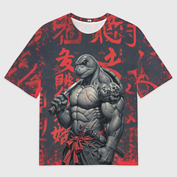 Футболка оверсайз мужская Антропоморфная черепаха воин - нейроарт, цвет: 3D-принт