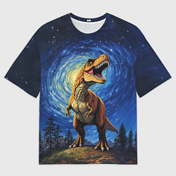 Мужская футболка оверсайз Тираннозавр Рекс - звездная ночь