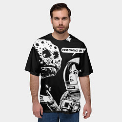 Футболка оверсайз мужская Космонавт и астероид, цвет: 3D-принт — фото 2