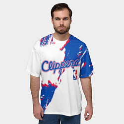 Футболка оверсайз мужская Клипперс - разлитая краска, цвет: 3D-принт — фото 2