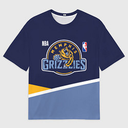 Футболка оверсайз мужская Мемфис Гриззлис - линии, цвет: 3D-принт