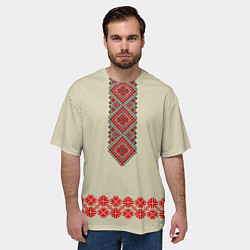 Футболка оверсайз мужская Народная вышиванка, цвет: 3D-принт — фото 2