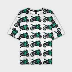 Мужская футболка оверсайз Motorcycle turquoise