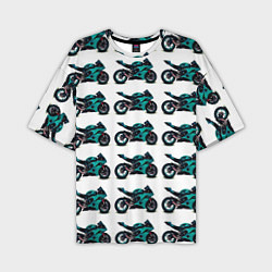 Мужская футболка оверсайз Motorbike light blue