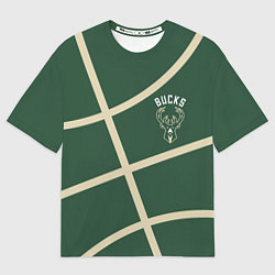 Мужская футболка оверсайз Милуоки Бакс - баскетбольные линии