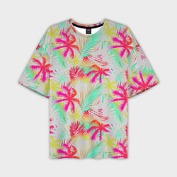 Футболка оверсайз мужская Palm yellow pink, цвет: 3D-принт