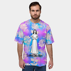 Футболка оверсайз мужская Lana Del Rey нарисованная черными линиями, цвет: 3D-принт — фото 2