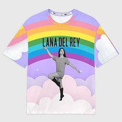 Футболка оверсайз мужская Lana Del Rey на фоне радуги, цвет: 3D-принт