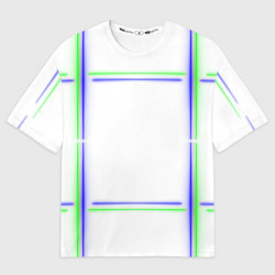 Футболка оверсайз мужская Neon white green light blue, цвет: 3D-принт