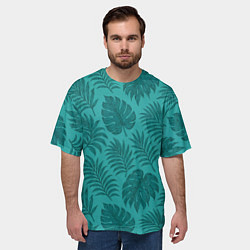 Футболка оверсайз мужская Тропические листья - паттерн, цвет: 3D-принт — фото 2