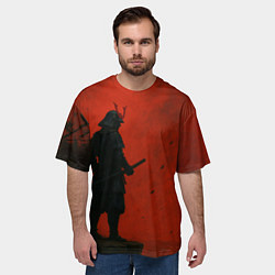 Футболка оверсайз мужская Ghost of Tsushima - алый, цвет: 3D-принт — фото 2