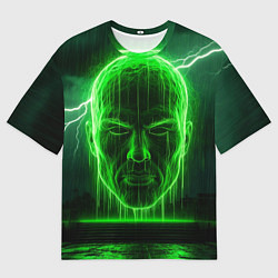 Футболка оверсайз мужская Неоновая голова, цвет: 3D-принт